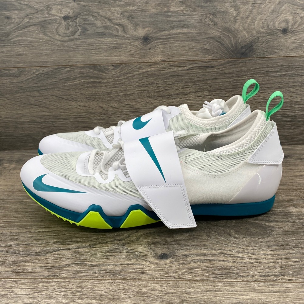 Nike PV Elite Pole Vault Spikes Mens 12 White Teal Volt FZ9649-100 Track Shoes